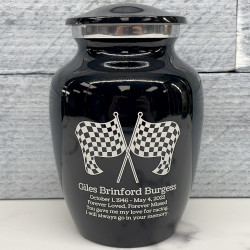 Customer Gallery - Race Checkered Flag Sharing Urn - Jet Black