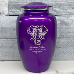 Customer Gallery - Elephant Cremation Urn - Purple Luster