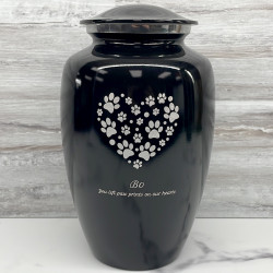 Customer Gallery - Extra Large Pawprint Heart Pet Cremation Urn - Jet Black