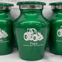Customer Gallery - Modern Tractor Keepsake Urn - Shamrock Green