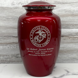 Customer Gallery - Marine Corps Cremation Urn - Ruby Red