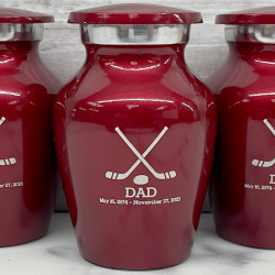 Customer Gallery - Hockey Sticks Keepsake Urn - Ruby Red
