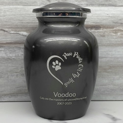 Customer Gallery - Small Paw Prints On My Heart Pet Cremation Urn - Gunmetal Gray