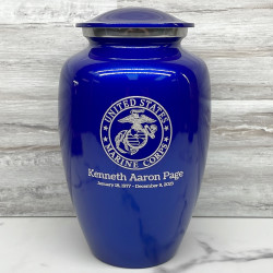 Customer Gallery - Marine Corps Cremation Urn - Midnight Blue