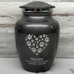 Customer Gallery - Small Pawprint Heart Pet Cremation Urn - Gunmetal Gray