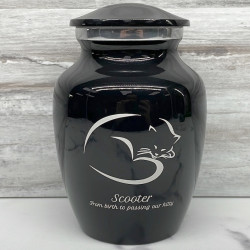 Customer Gallery - Small Sleeping Cat Pet Cremation Urn - Jet Black