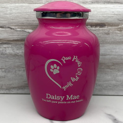 Customer Gallery - Small Paw Prints On My Heart Pet Cremation Urn - Rose Pink