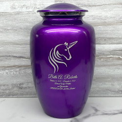 Customer Gallery - Unicorn Cremation Urn - Purple Luster