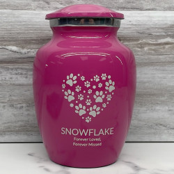 Customer Gallery - Small Pawprint Heart Pet Cremation Urn - Rose Pink