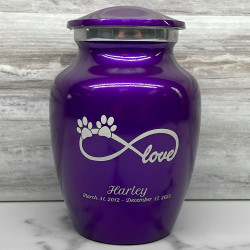 Customer Gallery - Small Infinite Love Pet Cremation Urn - Purple Luster