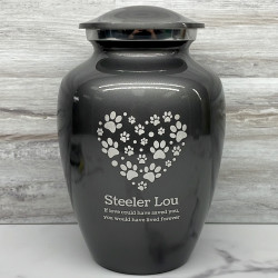 Customer Gallery - Large Pawprint Heart Pet Cremation Urn - Gunmetal Gray