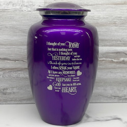 Customer Gallery - I Thought Of You Today Cremation Urn - Purple Luster