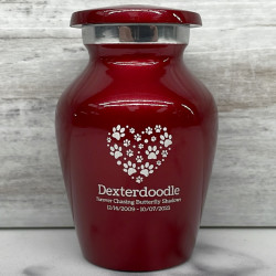Customer Gallery - Keepsake Pawprint Heart Pet Cremation Urn - Ruby Red