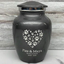 Customer Gallery - Small Pawprint Heart Pet Cremation Urn - Gunmetal Gray