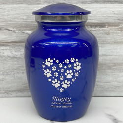 Customer Gallery - Small Pawprint Heart Pet Cremation Urn - Midnight Blue