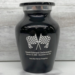 Customer Gallery - Race Checkered Flag Keepsake Urn - Jet Black