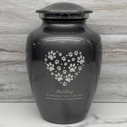Customer Gallery - Large Pawprint Heart Pet Cremation Urn - Gunmetal Gray