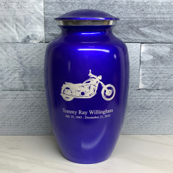 Customer Gallery - Motorcycle Cremation Urn - Midnight Blue