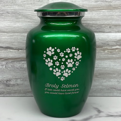 Customer Gallery - Large Pawprint Heart Pet Cremation Urn - Shamrock Green