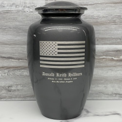 Customer Gallery - American Flag Cremation Urn - Gunmetal Gray