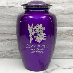 Customer Gallery - Hummingbird Flowers Cremation Urn - Purple Luster