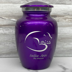 Customer Gallery - Sleeping Cat Cremation Urn - Purple Luster