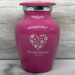 Customer Gallery - Keepsake Pawprint Heart Pet Cremation Urn - Rose Pink