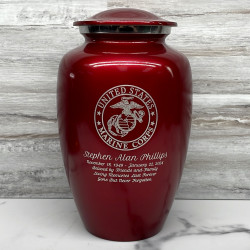 Customer Gallery - Marine Corps Cremation Urn - Ruby Red