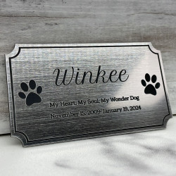 Customer Gallery - DIY Pet Cremation Urn Plate - Brushed Silver - 4" w x 2.25" h