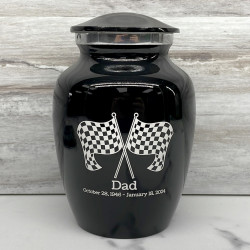 Customer Gallery - Race Checkered Flag Sharing Urn - Jet Black