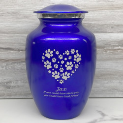 Customer Gallery - Large Pawprint Heart Pet Cremation Urn - Midnight Blue