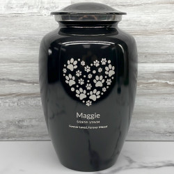 Customer Gallery - Extra Large Pawprint Heart Pet Cremation Urn - Jet Black