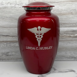 Customer Gallery - Caduceus Cremation Urn - Ruby Red