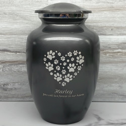 Customer Gallery - Large Pawprint Heart Pet Cremation Urn - Gunmetal Gray