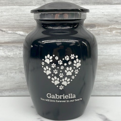 Customer Gallery - Small Pawprint Heart Pet Cremation Urn - Jet Black