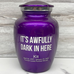 Customer Gallery - It's Awfully Dark In Here Sharing Urn - Purple Luster