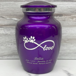 Customer Gallery - Small Infinite Love Pet Cremation Urn - Purple Luster