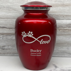 Customer Gallery - Large Infinite Love Pet Cremation Urn - Ruby Red