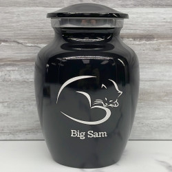 Customer Gallery - Small Sleeping Cat Pet Cremation Urn - Jet Black