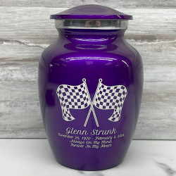 Customer Gallery - Race Checkered Flag Sharing Urn - Purple Luster