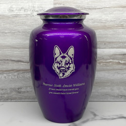 Customer Gallery - Extra Large German Shepherd Dog Cremation Urn - Purple Luster