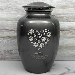 Customer Gallery - Large Pawprint Heart Pet Cremation Urn - Gunmetal Gray