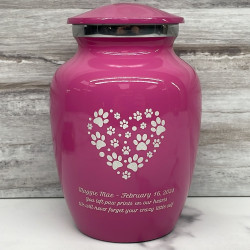 Customer Gallery - Small Pawprint Heart Pet Cremation Urn - Rose Pink