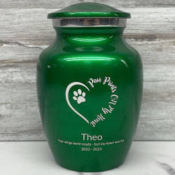 Customer Gallery - Small Paw Prints On My Heart Pet Cremation Urn - Shamrock Green