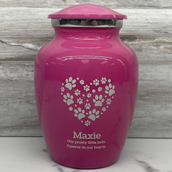 Customer Gallery - Small Pawprint Heart Pet Cremation Urn - Rose Pink