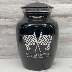 Customer Gallery - Race Checkered Flag Sharing Urn - Jet Black