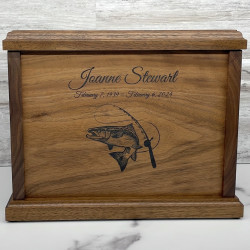 Customer Gallery - Salmon Fishing Cremation Urn - Signature Walnut