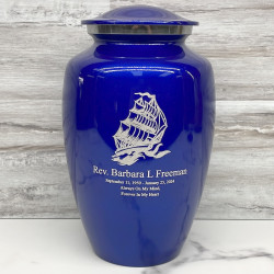 Customer Gallery - Sailing Ship Cremation Urn - Midnight Blue