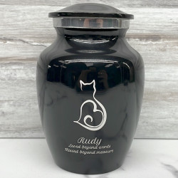 Customer Gallery - Small Cat Silhouette Pet Cremation Urn - Jet Black