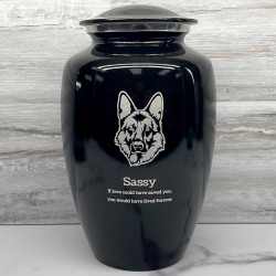 Customer Gallery - Extra Large German Shepherd Pet Cremation Urn - Jet Black